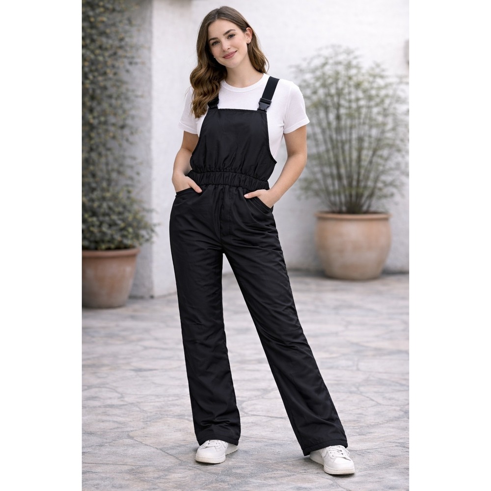 Swiss Tech Snow Pants Bib‎ Overalls Youth 10/12 Large Black Zip-up Insulated